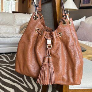 Michael Kors Camden Pebbled Leather drawstring purse with Tassel